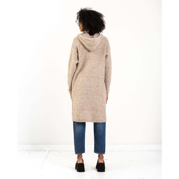 C.T. Plage Womens Alpaca Duster Sweater Cardigan Size 38/M Shaggy Fluffy Hooded - Picture 2 of 14